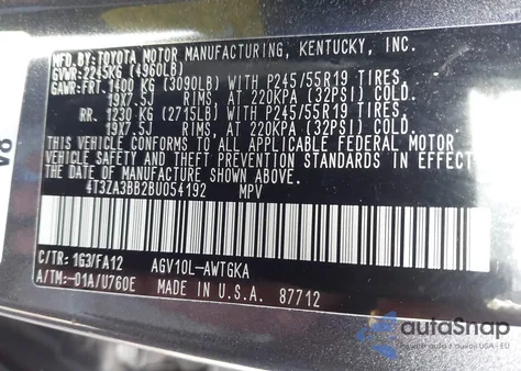 2011 Toyota Venza из США, поврежденный, VIN 4T3ZA3BB2BU054192